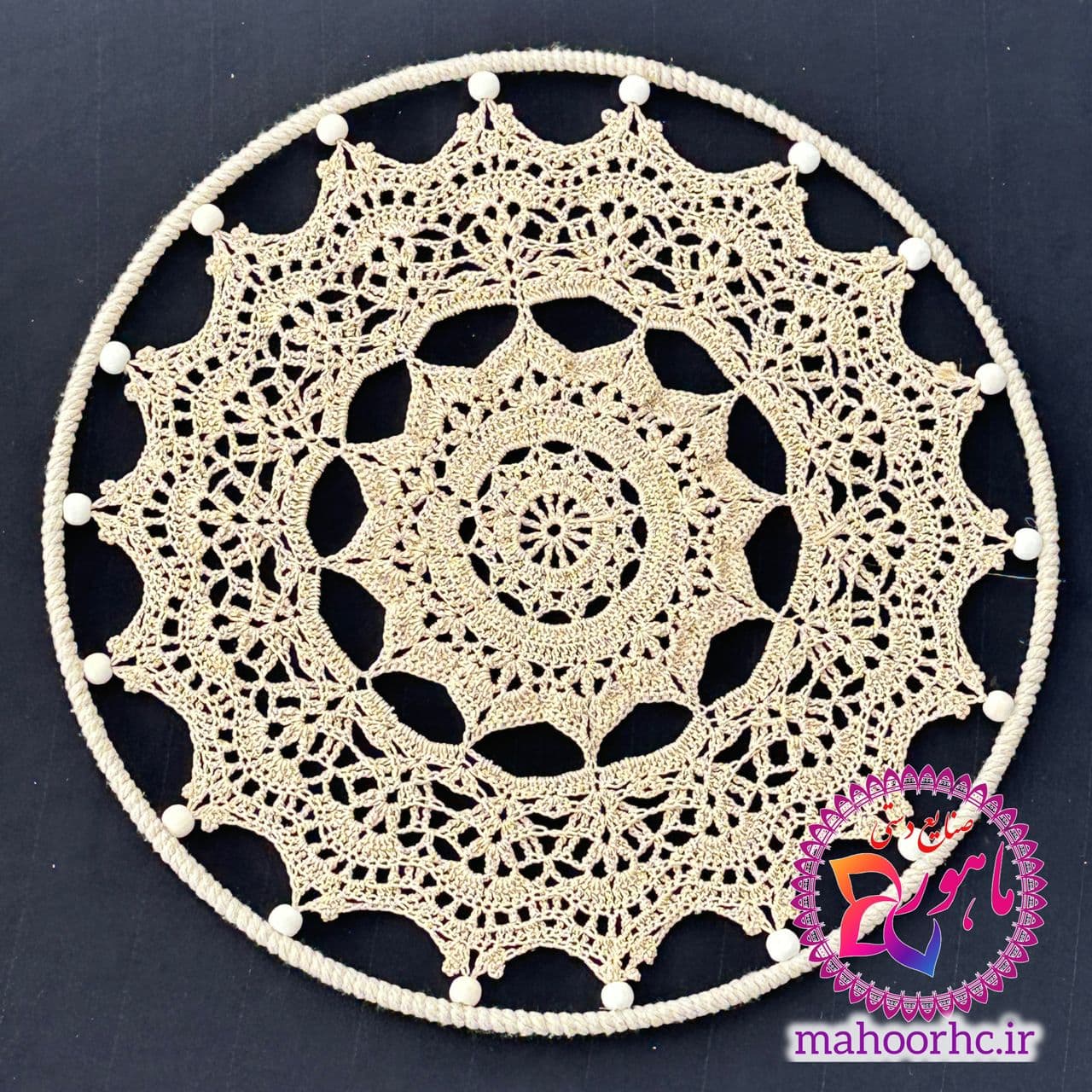 دیوارکوب حصیری ماندالا بافی (مدل خورشیدی برجسته) سایز 40