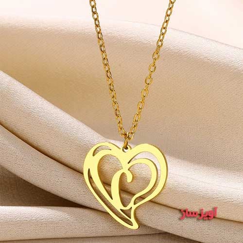 گردنبند حرف انگلیسی C طرح قلب کد 102565