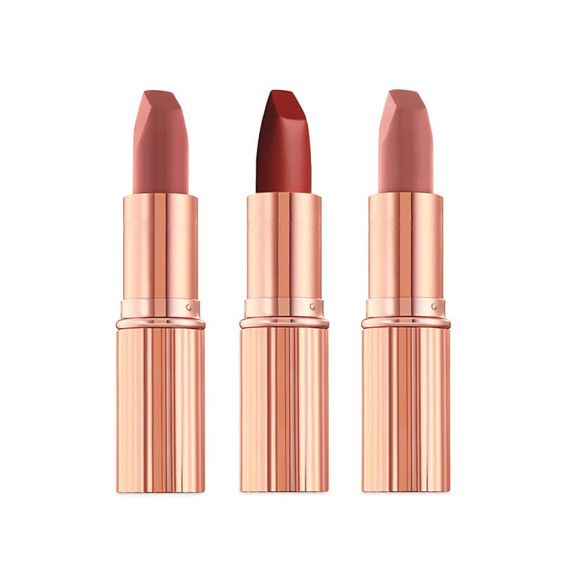 مجموعه رژ لب جامد شارلوت تیلبری مدل iconic mini lip trio بسته 3 عددی