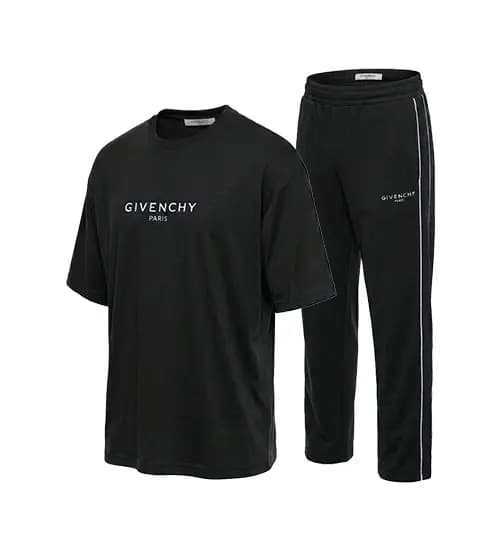ست مردانه تیشرت باکسی و شلوار مشکی مدل 50377