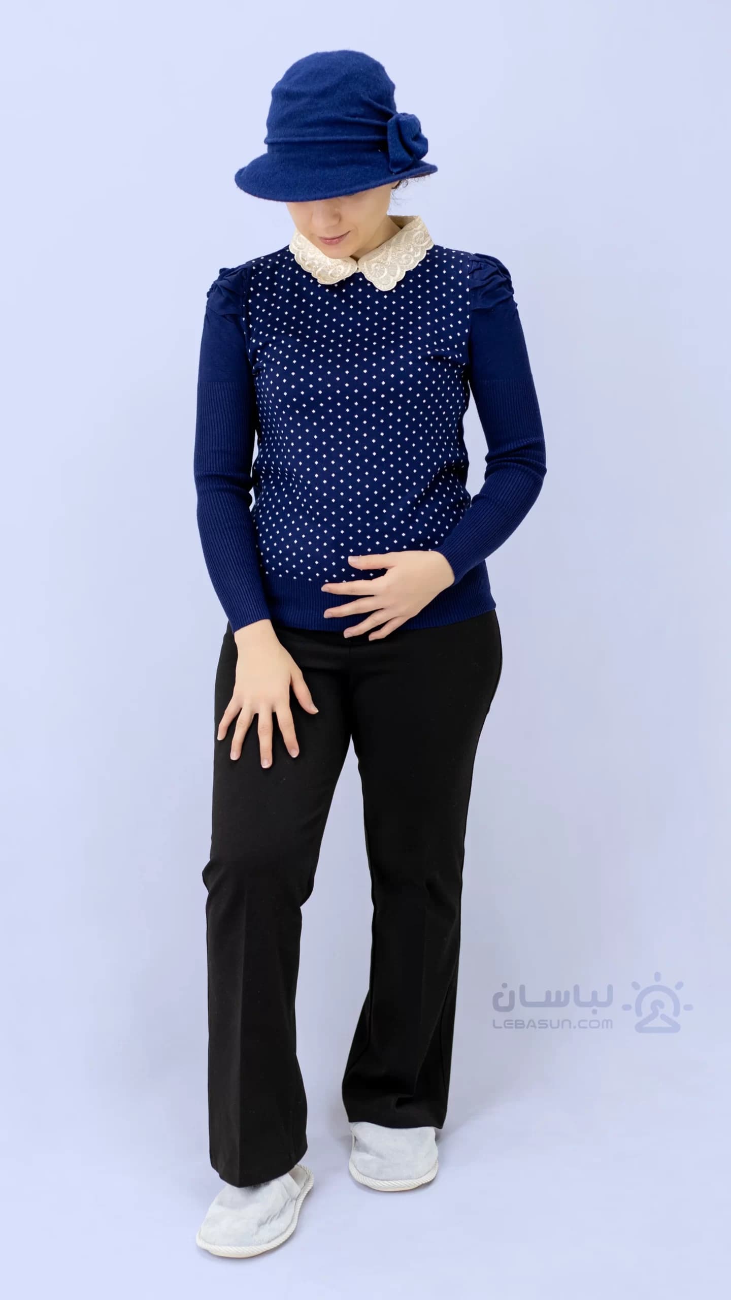 بلوز بافت یقه دلبری — تصویر ۳