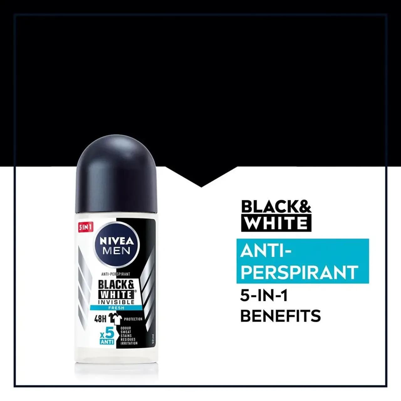 مام رول نیوا مردانه مدل Black and White Invisible Fresh — تصویر ۲