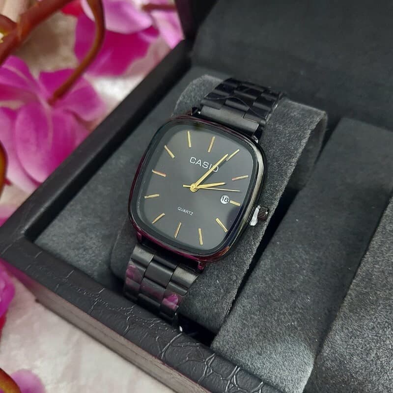 ساعت مردانه کاسیو Casio مشکی همراه دستبند و حلقه انگشتر — تصویر ۳