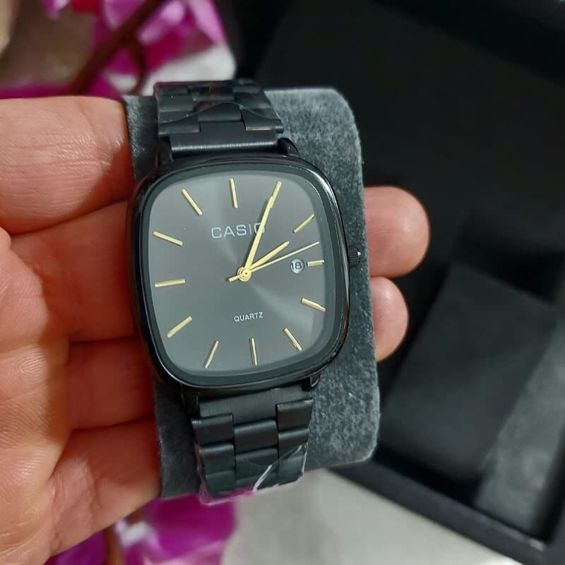 ساعت مردانه کاسیو Casio مشکی همراه دستبند و حلقه انگشتر — تصویر ۴