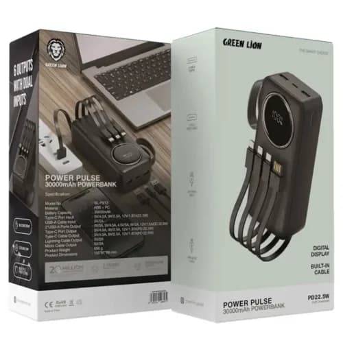 پاور بانک فست شارژ گرین لاین Power Pulse GL-PX13 PD QC3.0 22.5W ظرفیت 30000 میلی آمپر ساعت — تصویر ۹