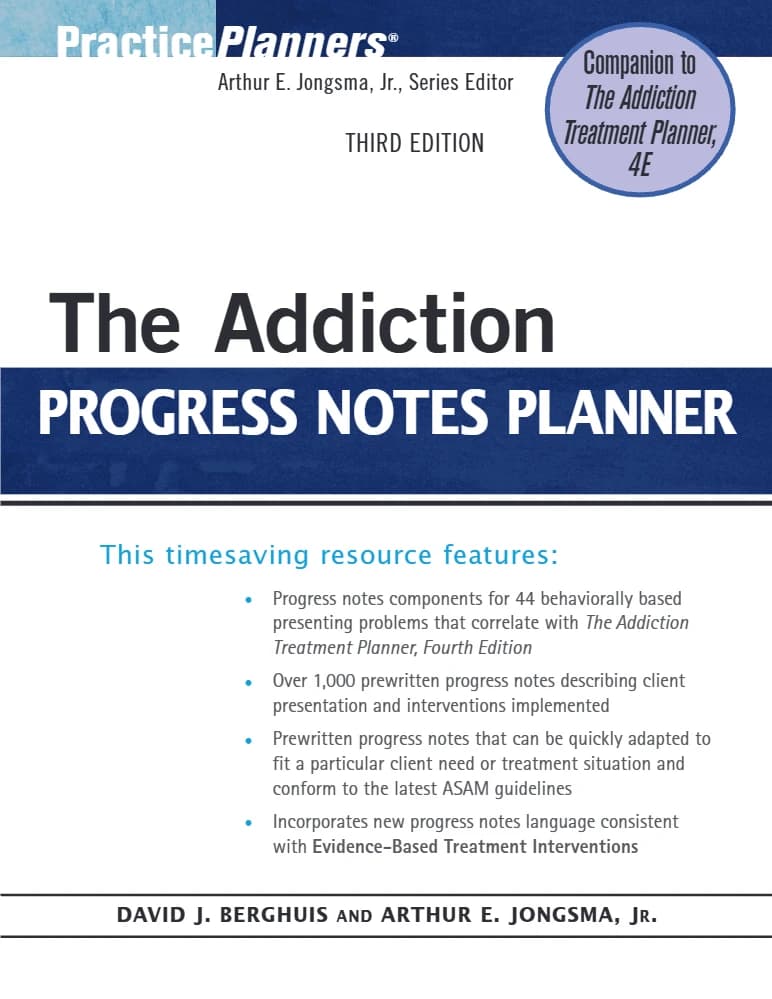 کتاب The Addiction Progress Notes Planner (راهنمای ثبت یادداشتهای درمان اعتیاد) نسخه انگلیسی PDF | دیوید جی. برگویس، آرتور ای. جونگما