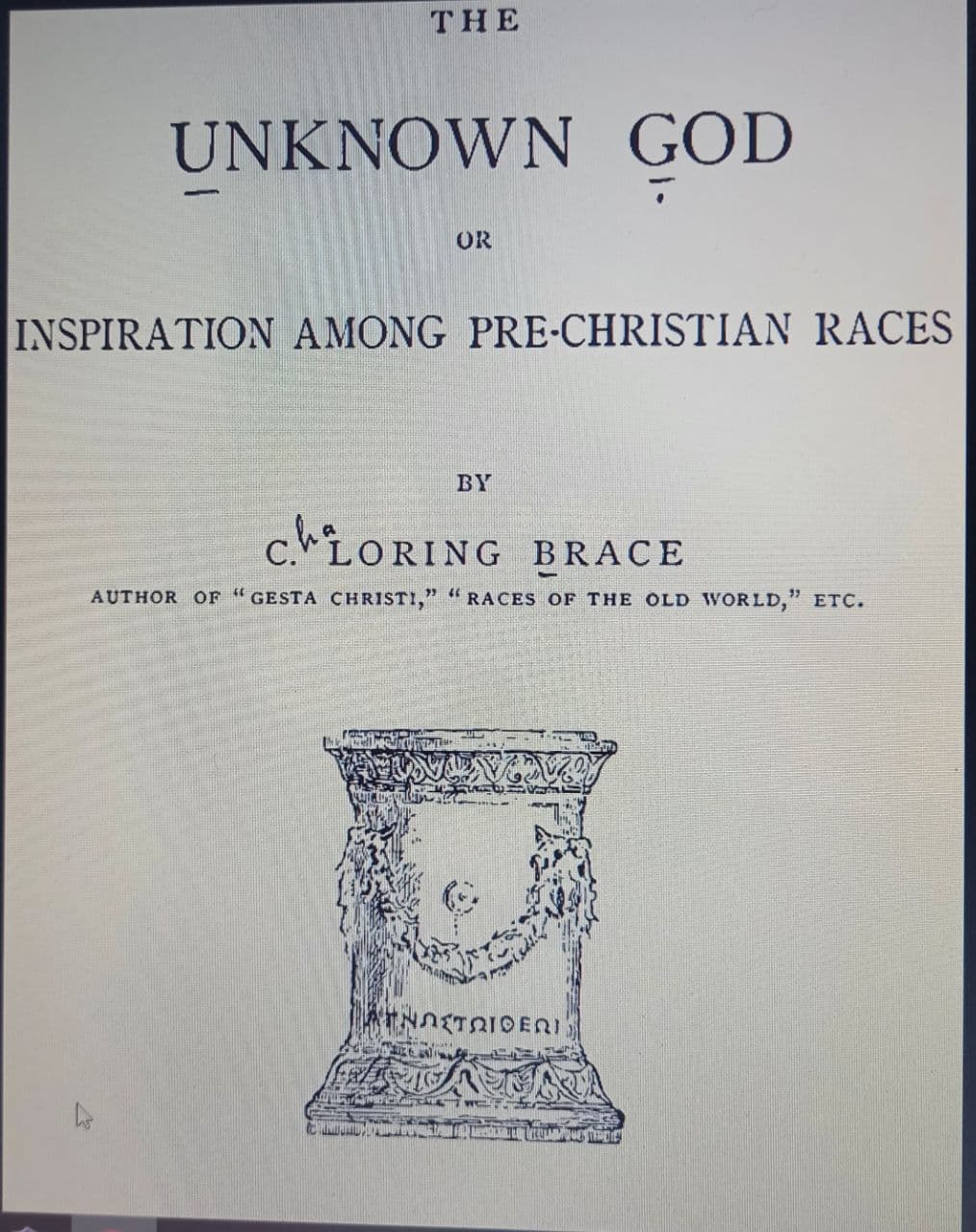 کتاب The Unknown God (خدای ناشناخته) نسخه انگلیسی PDF | چارلز لورینگ بریس