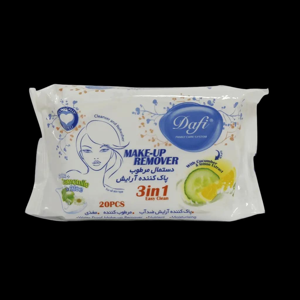 دستمال مرطوب پاک کننده آرایش دافی مدل 3in1