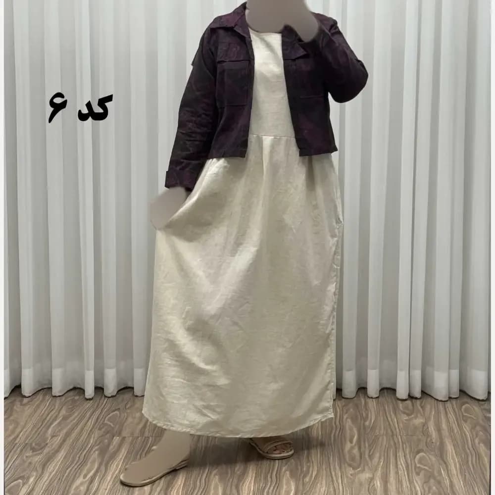 کت سارافون ترمه پاموق کد 1524 فری سایز مناسب تا سایز 46 جنس لینن چهارفصل شیک و راحت — تصویر ۹