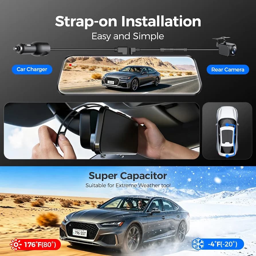 دوربین خودرو آینه ای 2 لنز وای فای دار ماکرون مدل MC6680 Pro — تصویر ۲