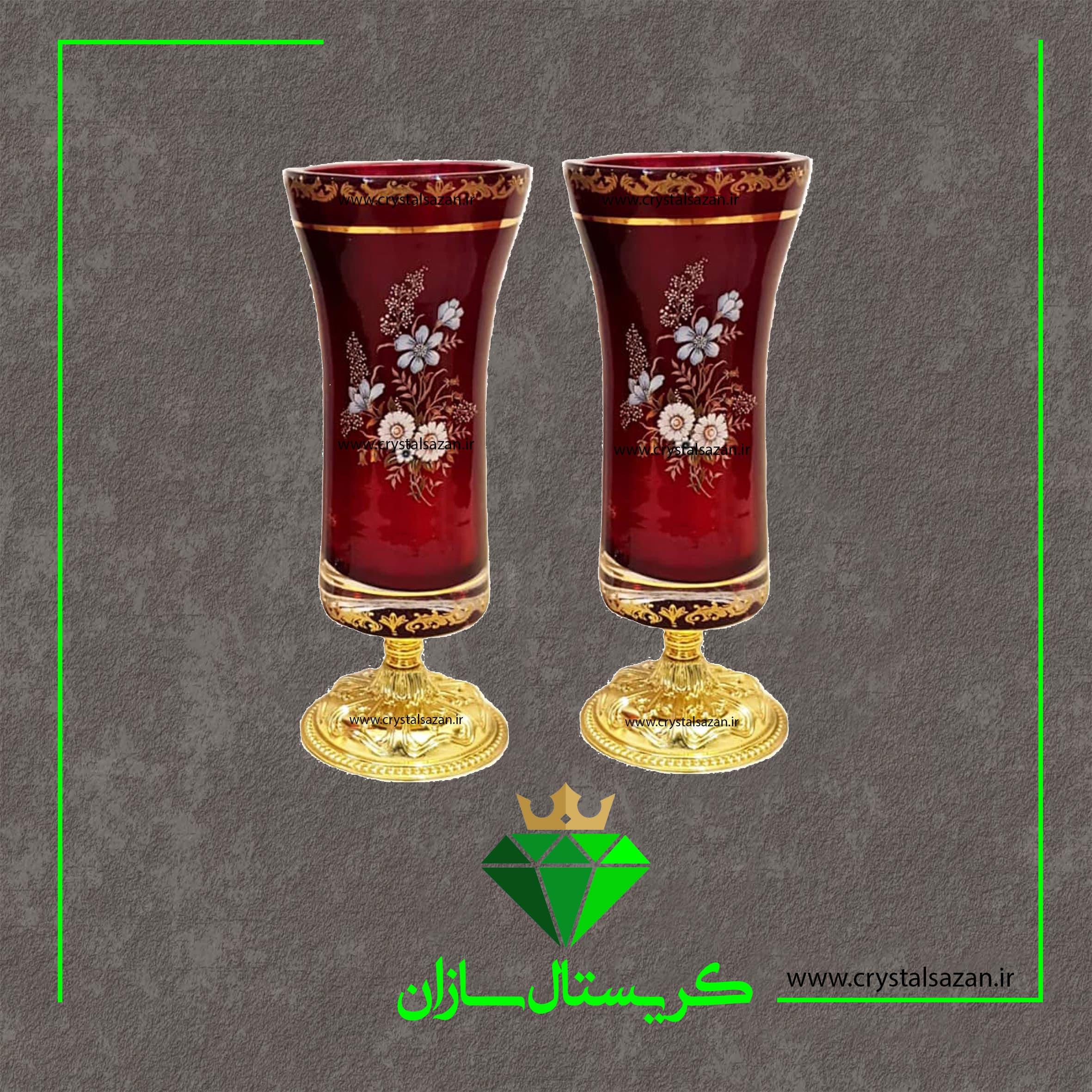 گلدان مدل رز زرشکی کد G996 کریستال سازان