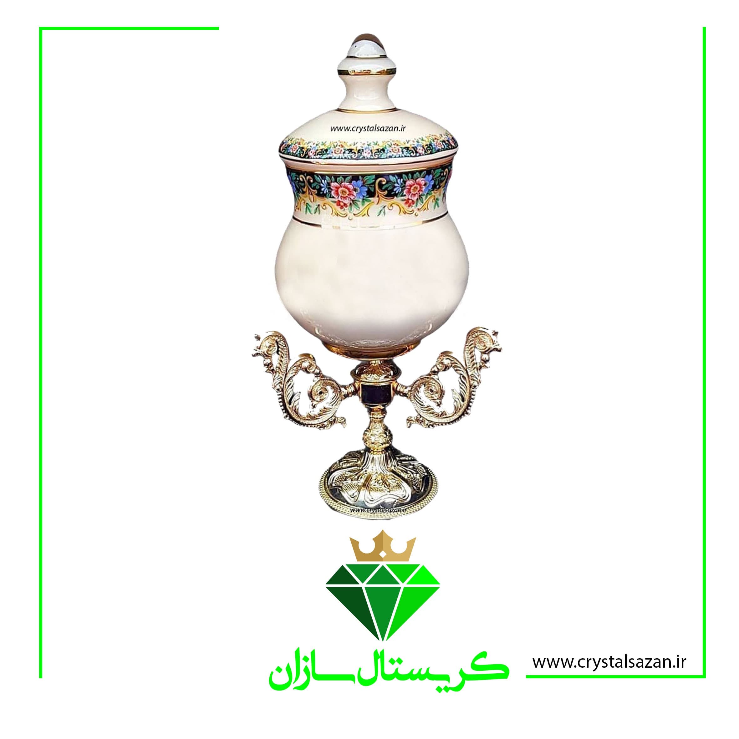 شکلات خوری پایه دار کریستال سازان مدل مینا کد K1169 — تصویر ۲