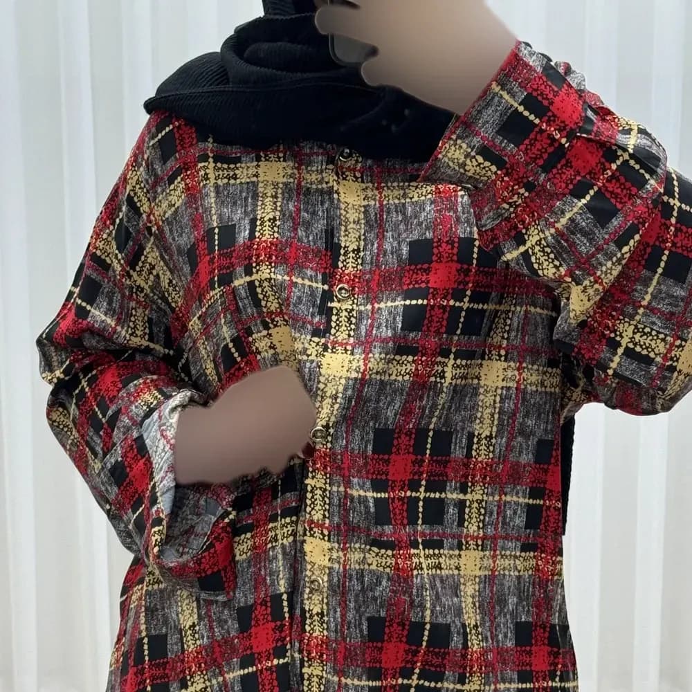 شومیز نخی جلوباز دکمهدار زنانه و دخترانه پارچه خارجی چهارفصل — تصویر ۸