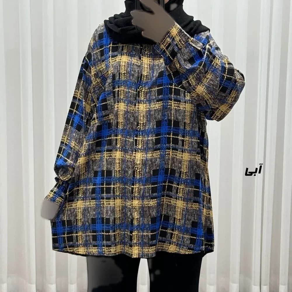 شومیز نخی جلوباز دکمهدار زنانه و دخترانه پارچه خارجی چهارفصل — تصویر ۷