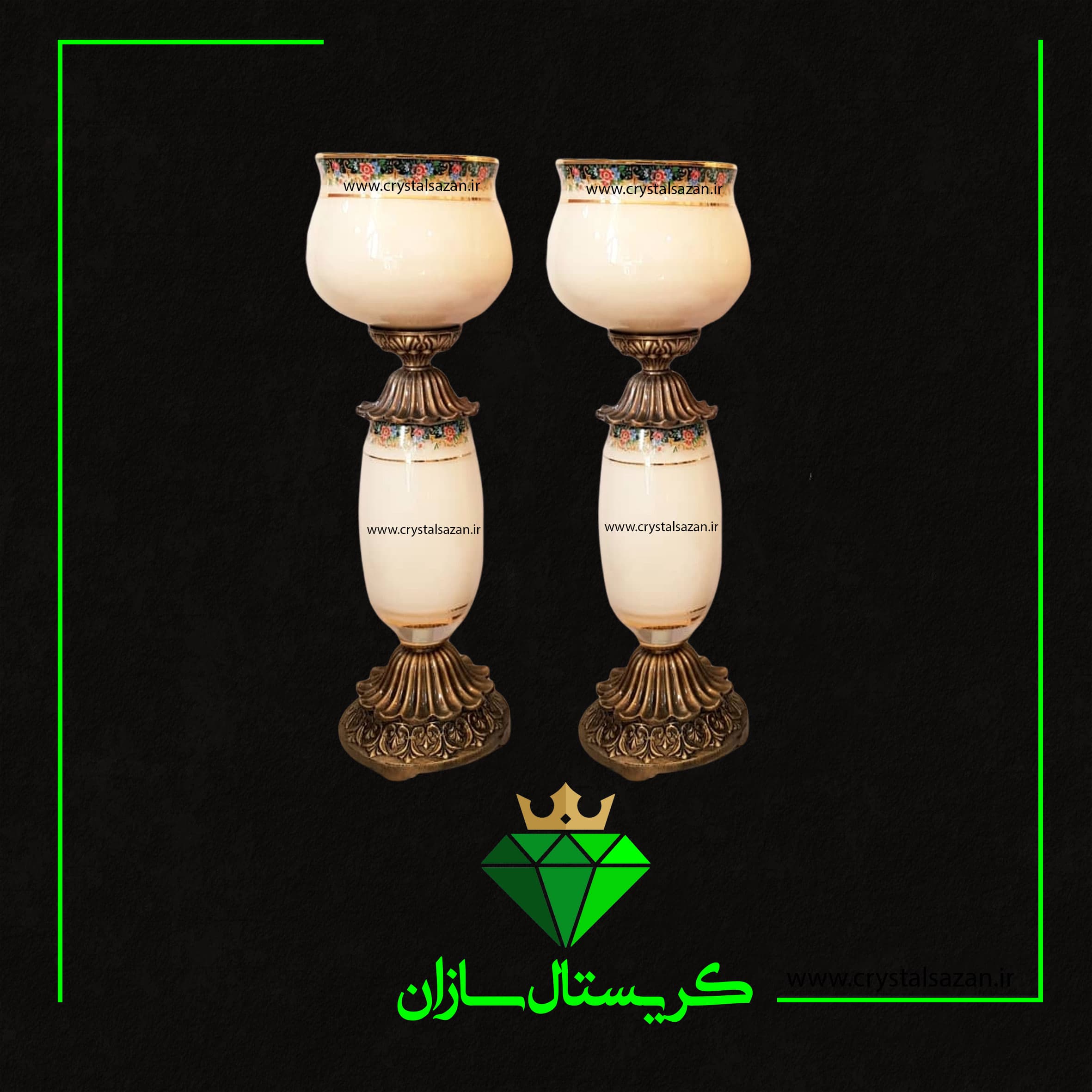 شمعدان افرا کریستال سازان مدل مینا شیری کد SH1210