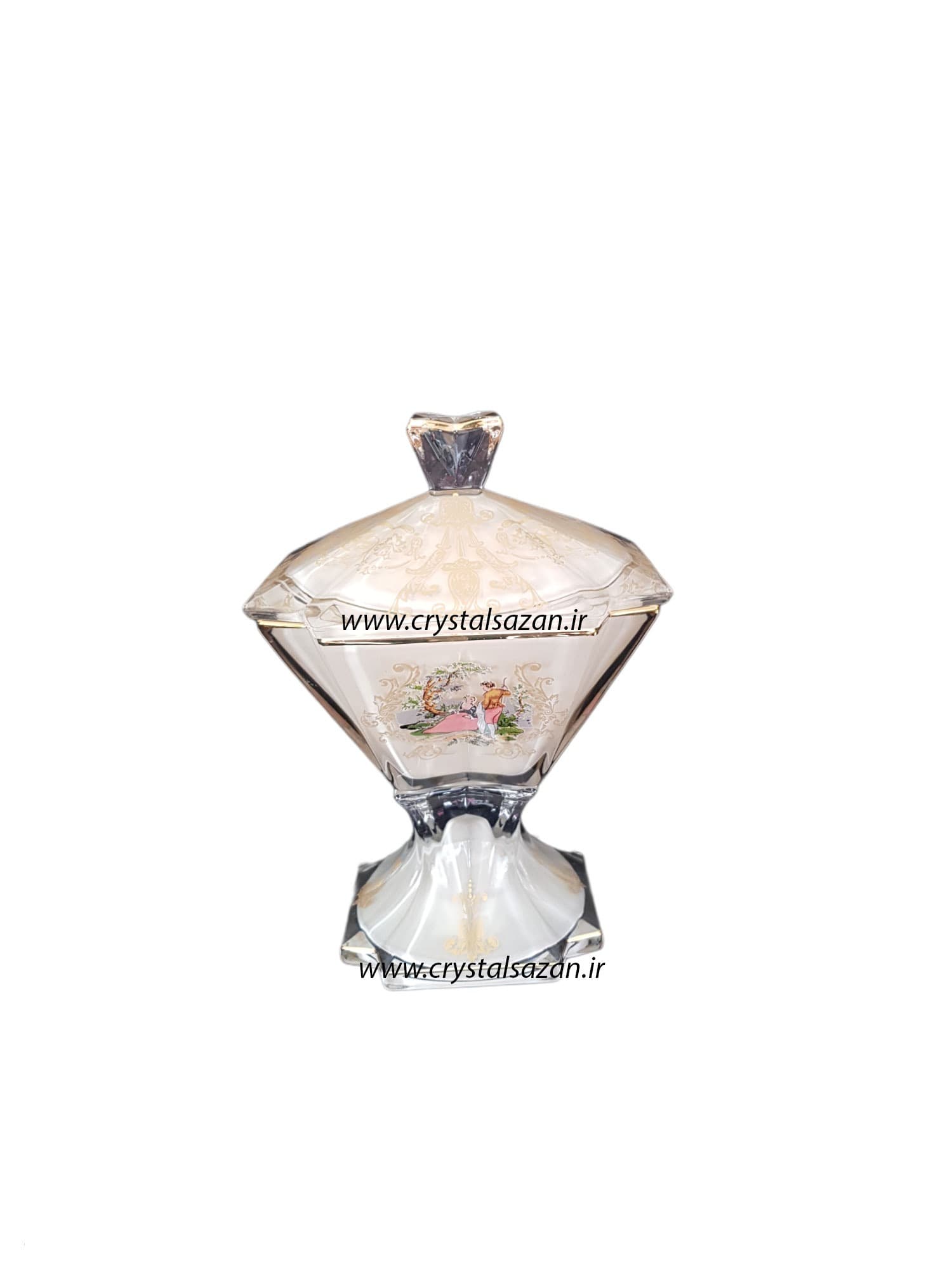 قندان مدل نیترو طرح رومنس شیری کریستال سازان کد CS1247-2 — تصویر ۲