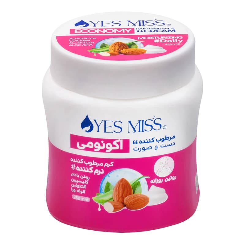 کرم مرطوبکننده دست و صورت یس میس حاوی روغن بادام 250 گرمی