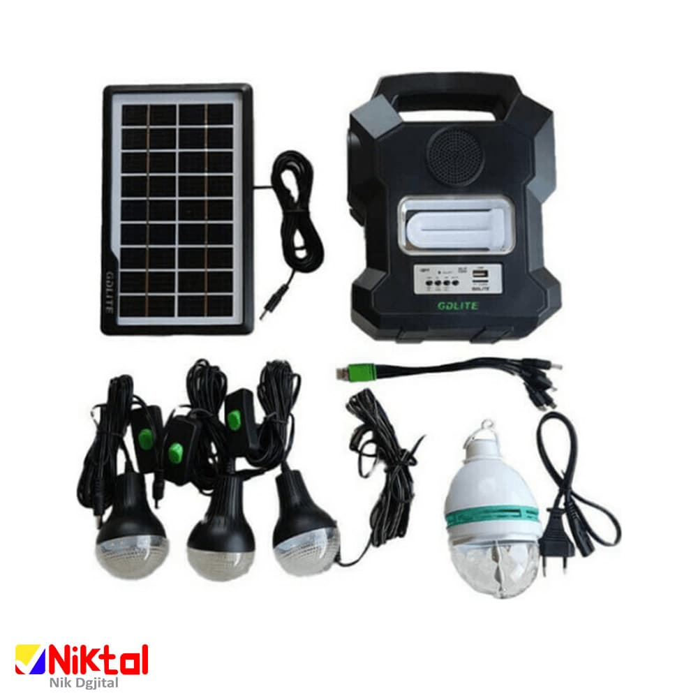 سیستم روشنایی خورشیدی چندکاره و شارژی مدل GD-1000A – دارای خروجی USB 5V و چراغ قوه LED قوی — تصویر ۴