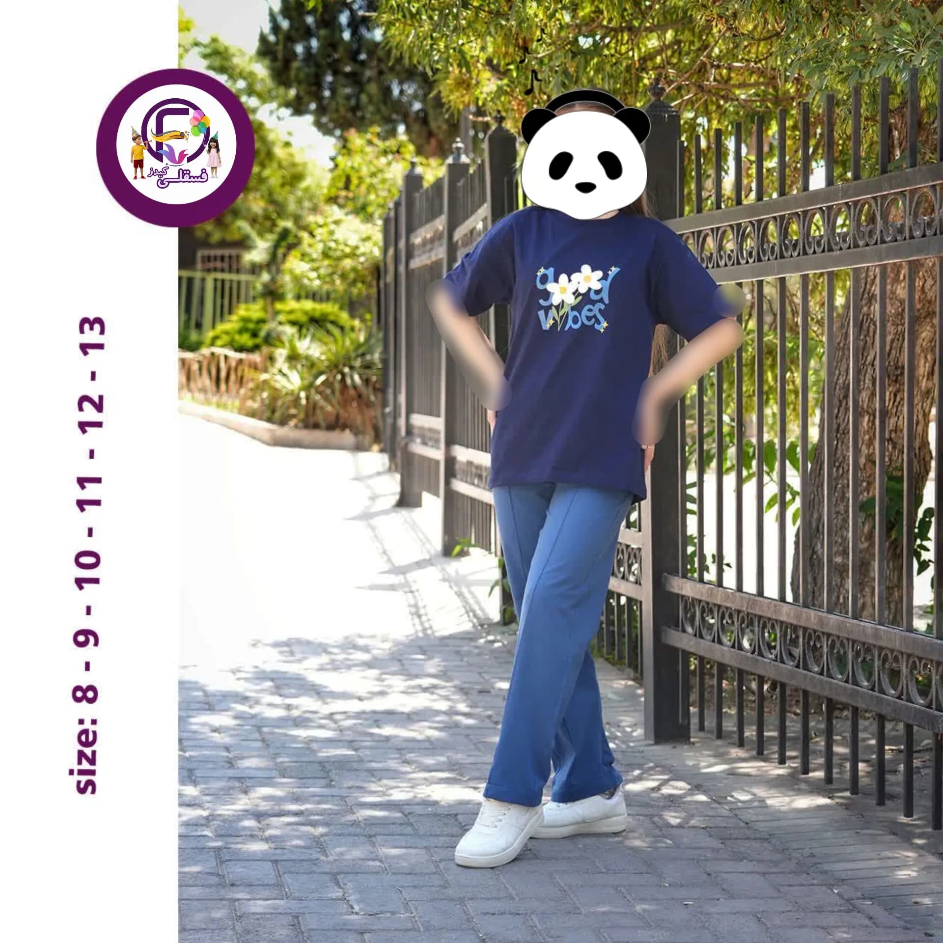 تیشرت شلوار نخ پنبه سوپر مدل لش طرح Flower سایز 55 تا 65 — تصویر ۴
