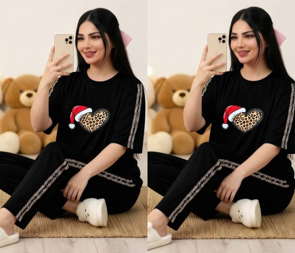 ست تیشرت و شلوار قلب نوئل مدرن، ساده و خاص — تصویر ۲