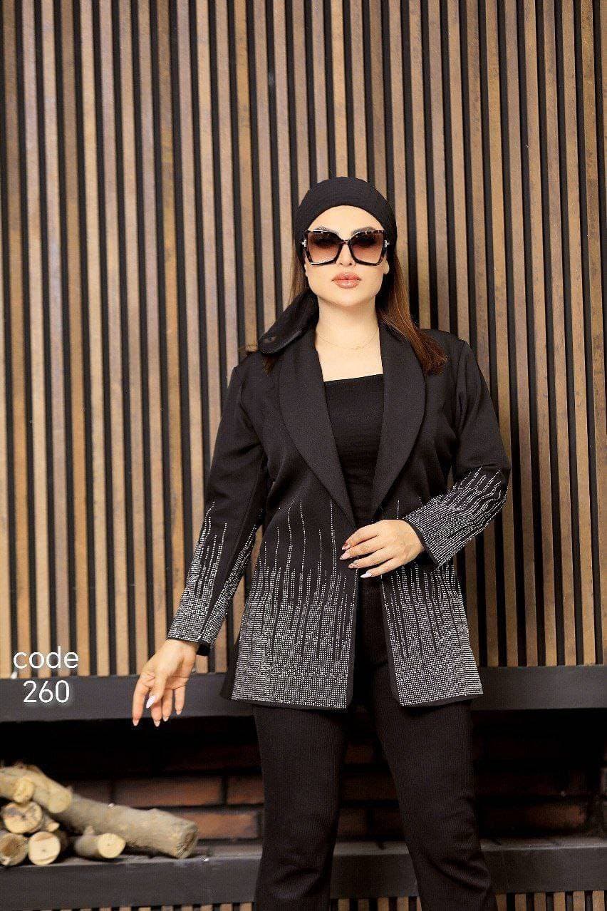 کت نگین آبشاری شیک و مجلسی و درخشان — تصویر ۳