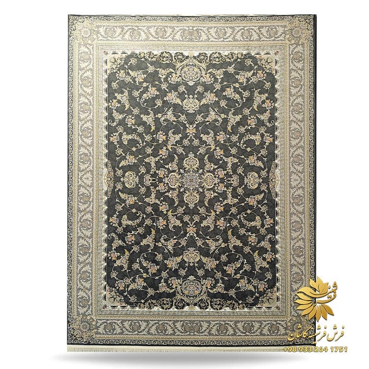 فرش دودی طوسی 1200 شانه طرح ویکتوریا