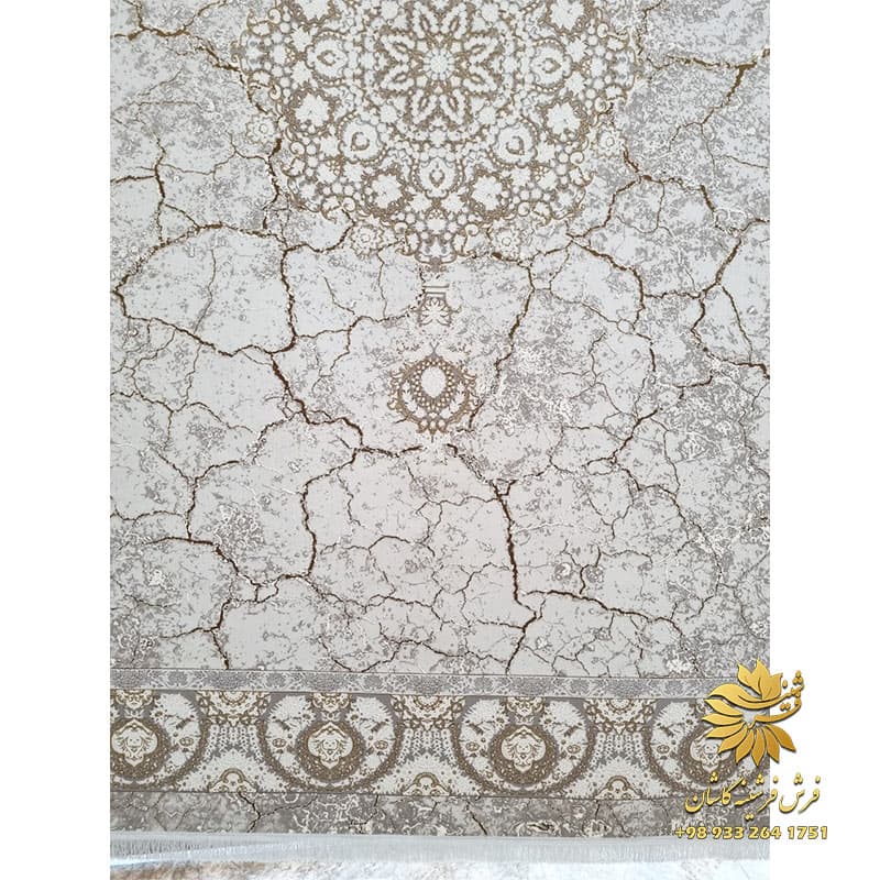 فرش طرح سرامیکی جدید 1200 شانه زمینه صدفی — تصویر ۳