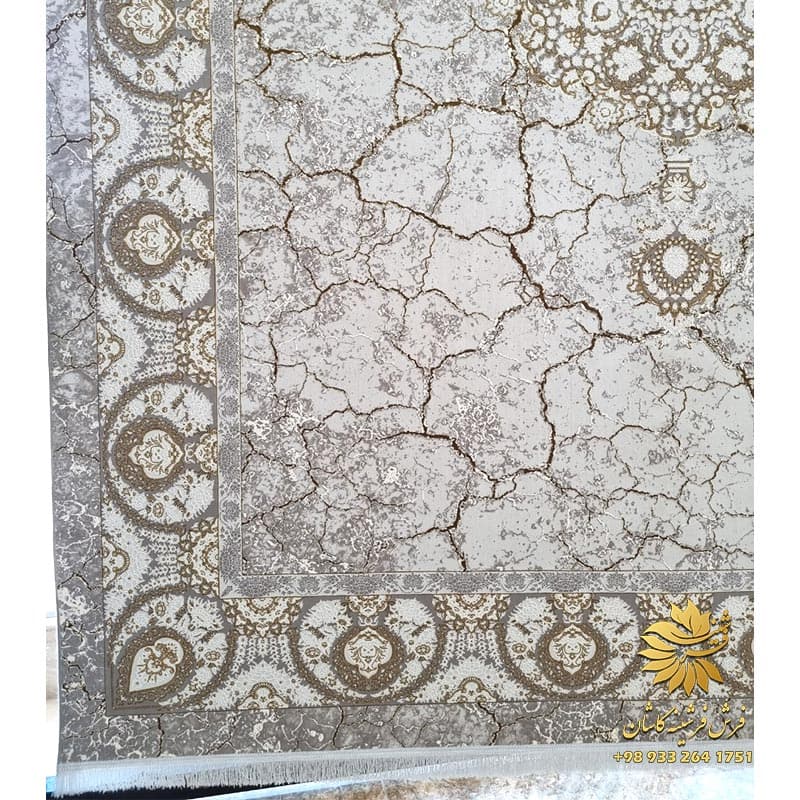 فرش طرح سرامیکی جدید 1200 شانه زمینه صدفی — تصویر ۴