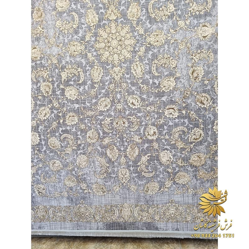 فرش اندیشه کاشان طلاکوب 1200 شانه طرح 5042 سربی — تصویر ۵