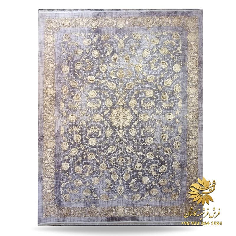 فرش اندیشه کاشان طلاکوب 1200 شانه طرح 5042 سربی