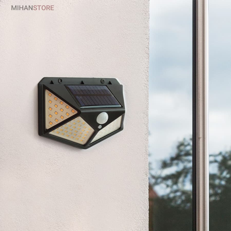 چراغ دیواری خورشیدی Solar Plus | دارای 100 LED | سنسور تاریکی و نور جهت روشن شدن خودکار | چهار قسطی — تصویر ۴