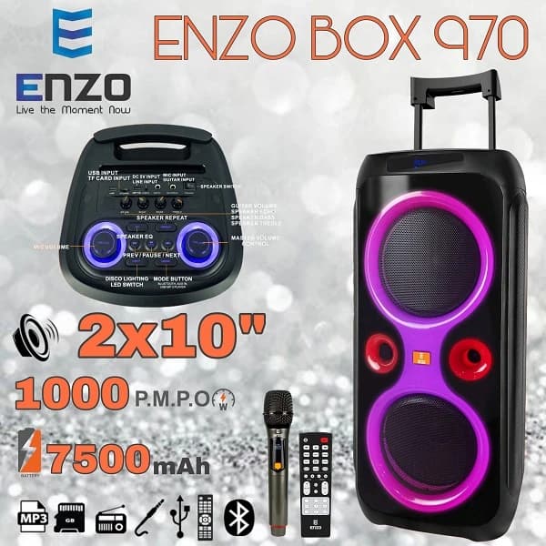 اسپیکر بلوتوثی قابل حمل انزو مدل ENZO BOX 970 — تصویر ۴