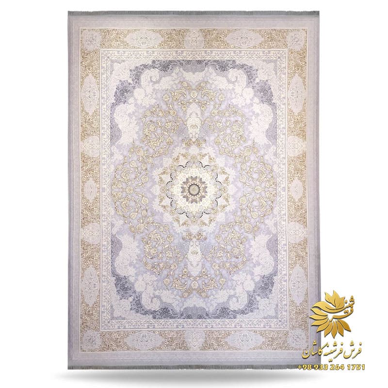 فرش 1200 شانه نقره ای طرح الیسا گل برجسته