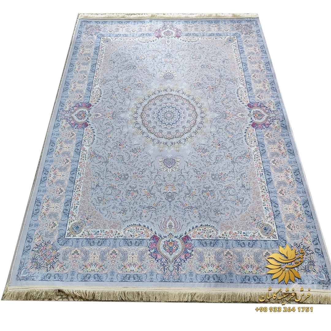 فرشینه طوسی طلایی طرح فرش کد 9882