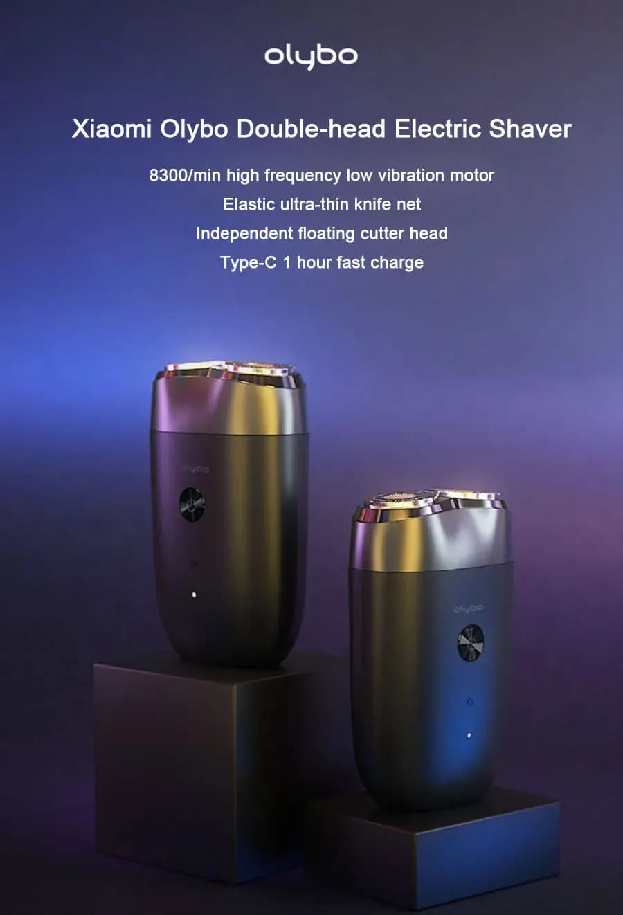 ریش تراش شارژی مسافرتی شیائومی Xiaomi Olybo A1 Double Cutter Head Electric Shaver — تصویر ۲