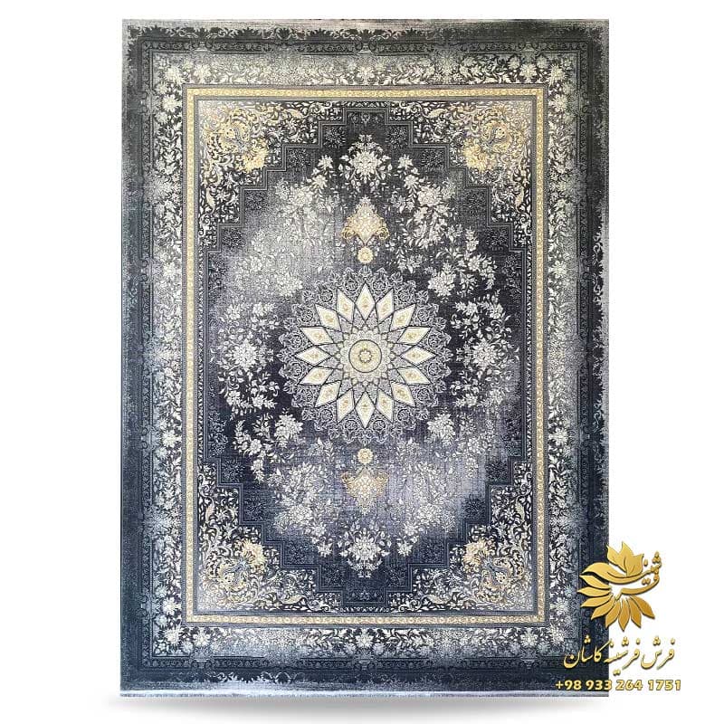 فرش وینتیج دودی طرح پردیس 700 شانه طلاکوب
