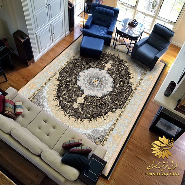 فرشینه طلاکوب سرمه ای طرح 1200 شانه 8095s