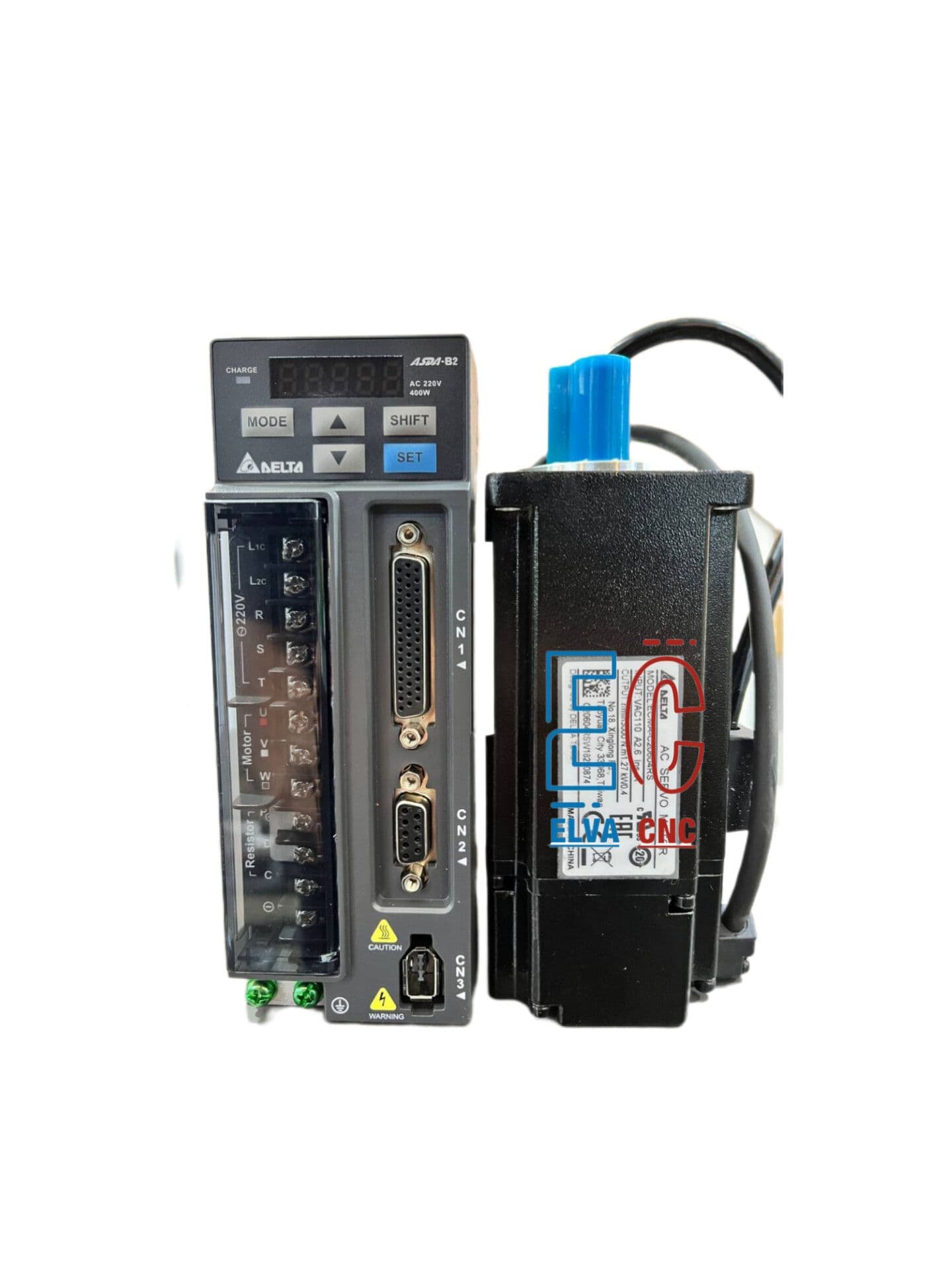 سرو موتور دلتا 400W وات ساده 3000 دور سری B2( دارای کابل و کانکتور)کد موتور : ECMA-C20604GS کد درایو : ASD-B2-0421-B — تصویر ۲