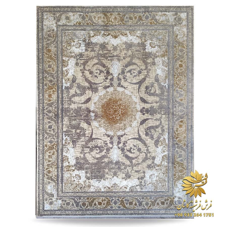 فرش وینتیج کرم طوسی 1200 شانه 9024
