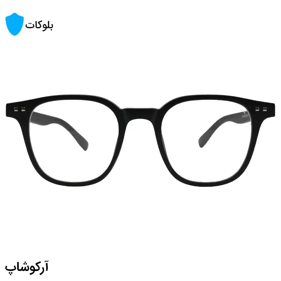 عینک Mont Blanc با فریم مربعی شکل، رنگ مشکی مات، دسته جنس چوبی و لنز بی‌رنگ و بلوکات مدل 503 — تصویر ۲