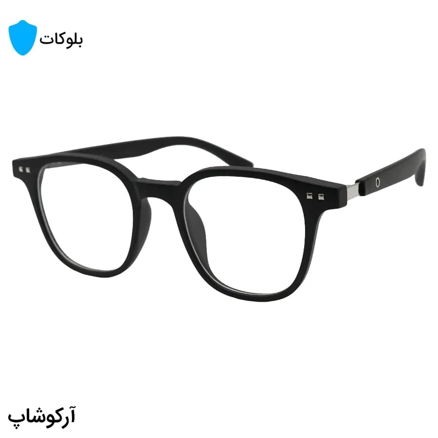 عینک Mont Blanc با فریم مربعی شکل، رنگ مشکی مات، دسته جنس چوبی و لنز بیرنگ و بلوکات مدل 503