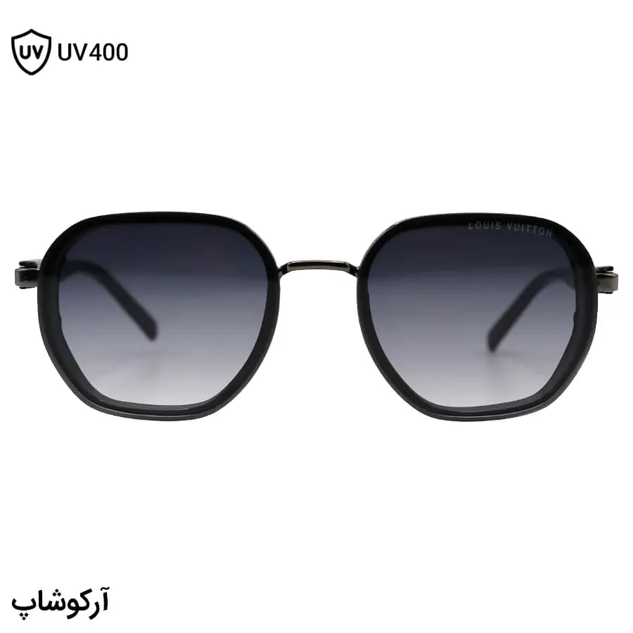 عینک آفتابی لویی ویتون با فریم چندضلعی، رنگ مشکی و نوک مدادی و لنز دودی سایه روشن مدل C485 — تصویر ۲