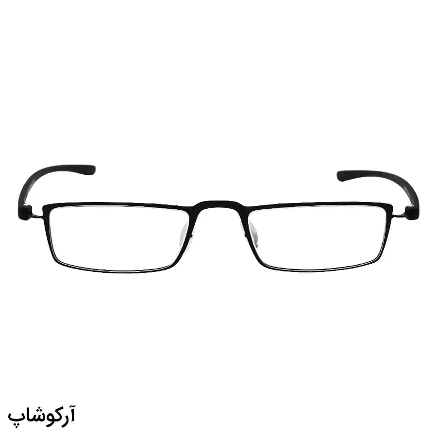 عینک مطالعه نمره +4.00 نزدیک بین با فریم مستطیلی، رنگ مشکی، جنس تیتانیوم، دسته TR، مشکی مات مدل L5018BK — تصویر ۲
