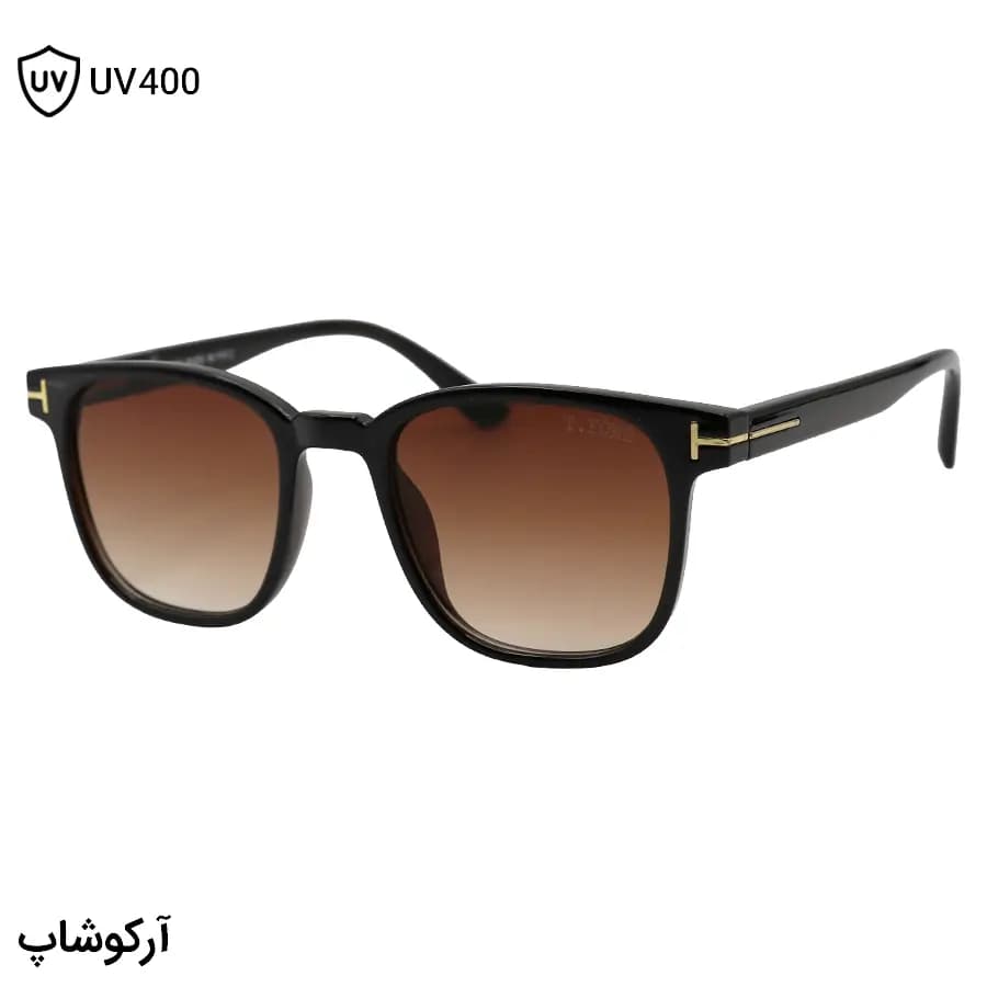 عینک آفتابی TOM FORD با فریم مربعی شکل، رنگ سبز براق، لنز سبز تیره و لولا فنری مدل T2217 — تصویر ۹