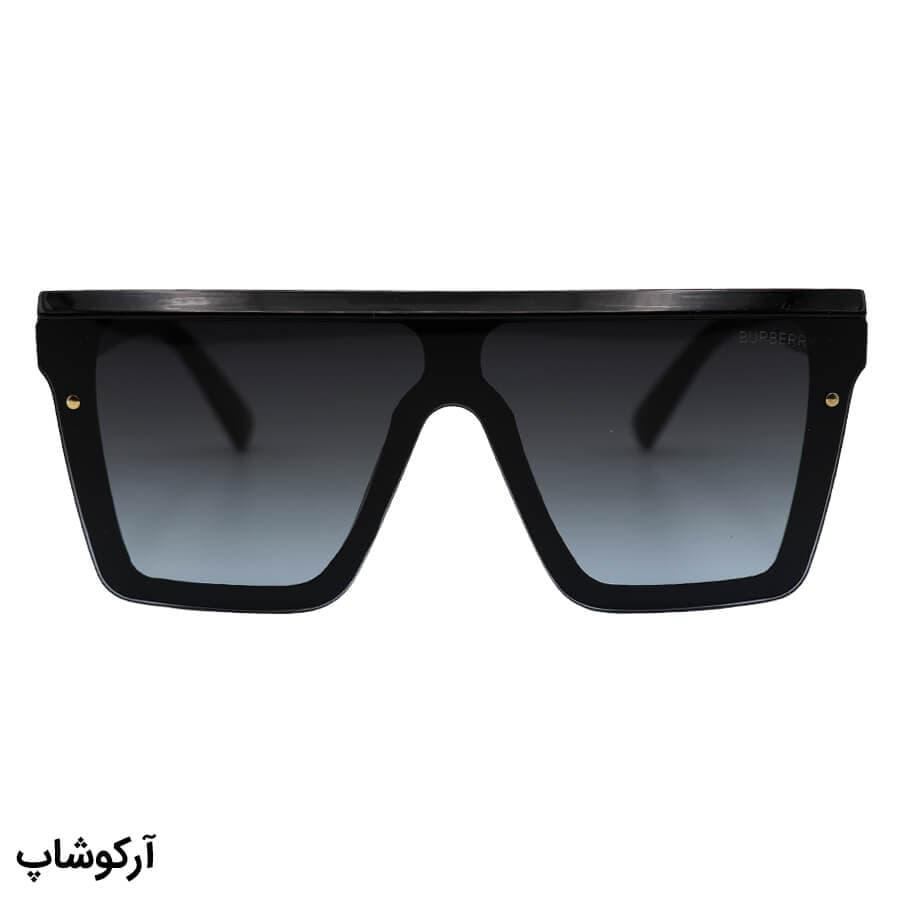 عینک آفتابی مردانه باربری با فریم مشکی براق، شکل مربعی و لنز یکسره و دودی تیره و هایلایت مدل 9675 — تصویر ۳