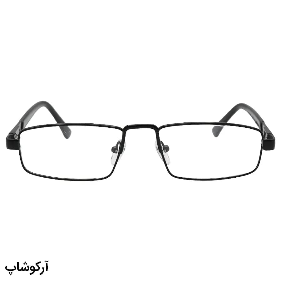 عینک طبی SAFILO با فریم مستطیلی شکل، رنگ مشکی براق، از جنس فلزی و لولا فنردار مدل SA2301 — تصویر ۲