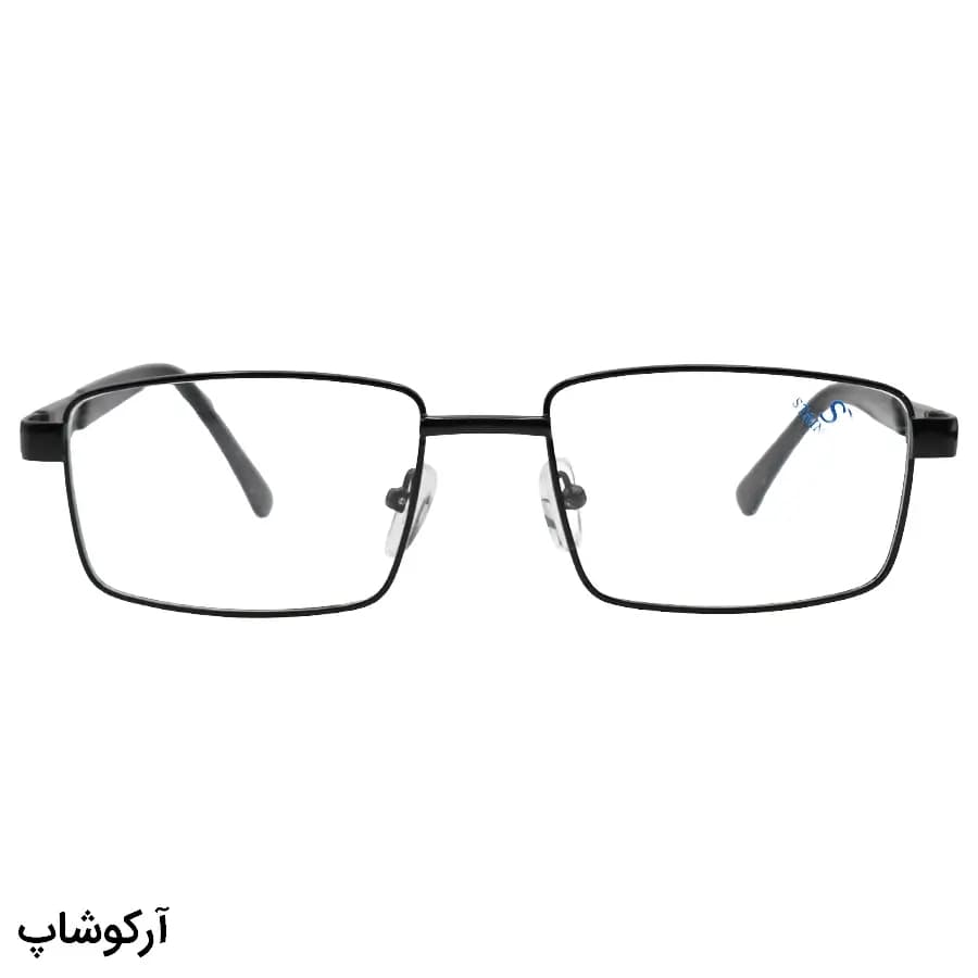 عینک طبی SAFILO با فریم مستطیلی شکل، رنگ مشکی براق، از جنس فلزی و لولا فنردار مدل SA2305 — تصویر ۲