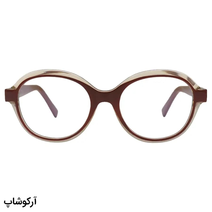 عینک طبی زنانه Chopard با فریم رنگ عسلی و صورتی براق، شکل گرد، دسته سیم‌دار و لولا فنردار مدل 2216 — تصویر ۲