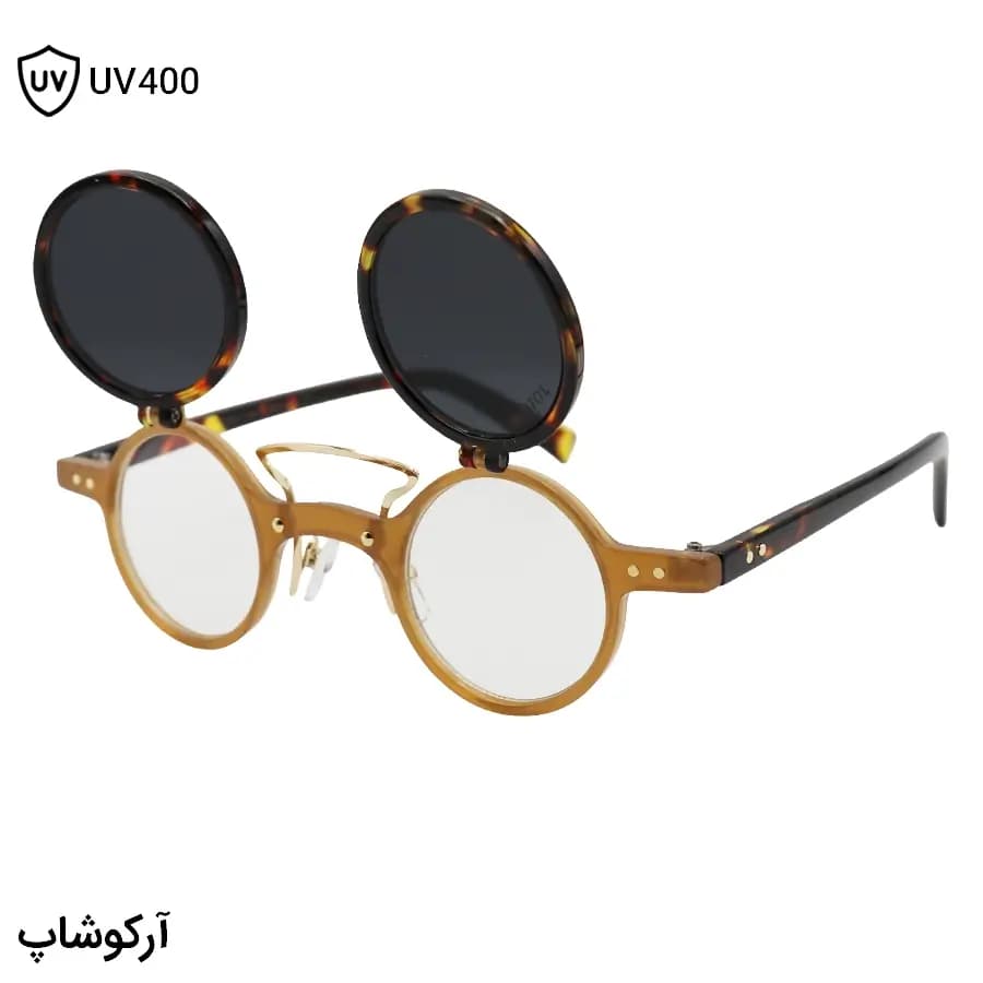 عینک آفتابی فانتزی DIOR با فریم شکل گرد، رنگ هاوانا و قهوه‌ای، دسته هاوانا و لنز بالارونده مدل T307 Y266 — تصویر ۳