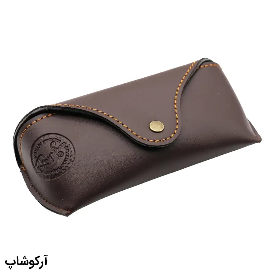 پک عینک برند ریبن (Ray-Ban) با تمام تجهیزات و قاب قهوهای رنگ و چرمی مدل 993107 — تصویر ۲